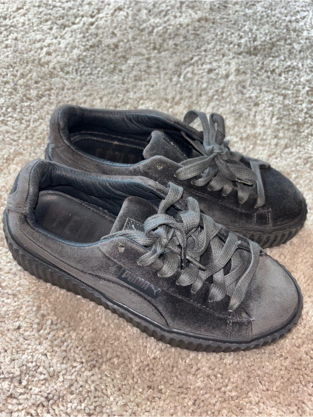 Y2K Fenty x Puma Rihanna Gray Velvet Creepers | Size 6